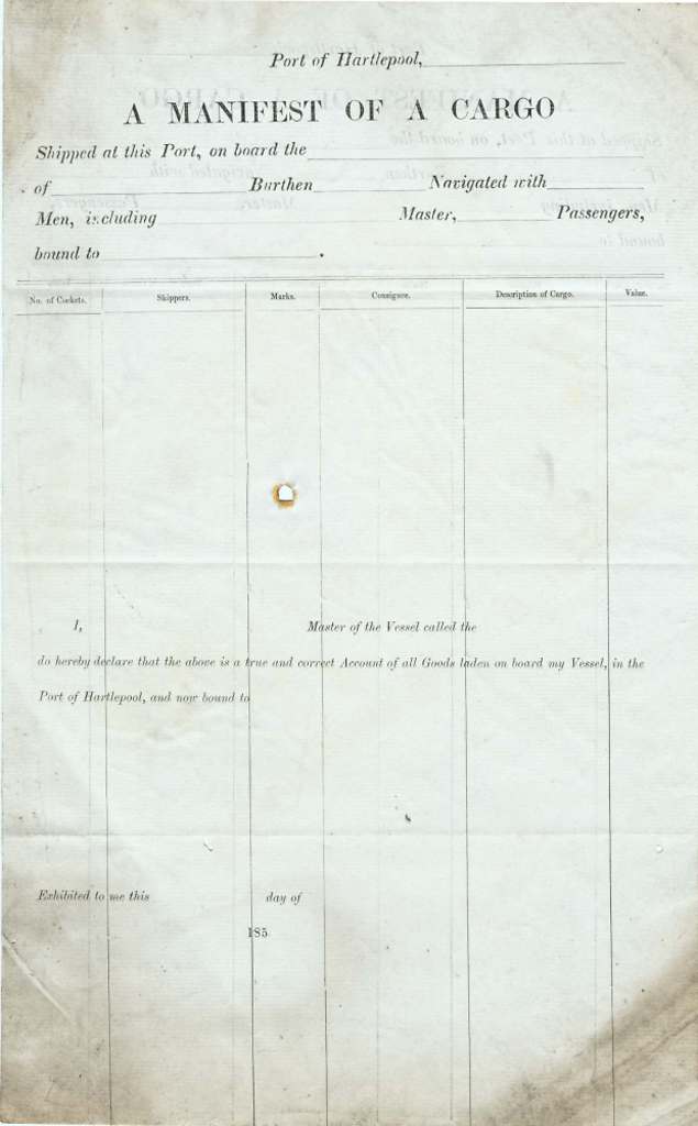 Port Of Hartlepool Manifest Of A Cargo Large Jpg 635 1024 Cargo Port Manifestation